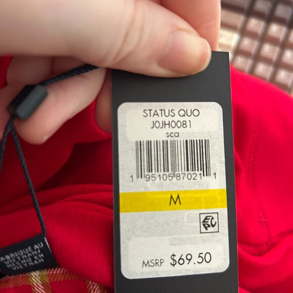 NWT Tommy Hilfiger Women's Red with Metallic Stripes V-Neck Sweatshirt M - Picture 13 of 14